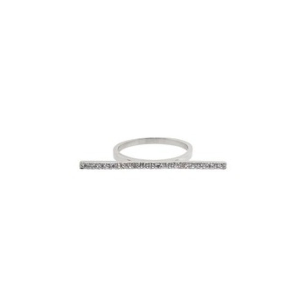 Cubic Zirconia & Silvertone Raising-the-Bar Ring